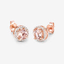 0.93 Carat Genuine Morganite and White Diamond 14K Rose Gold Earrings-12
