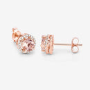 0.93 Carat Genuine Morganite and White Diamond 14K Rose Gold Earrings-13