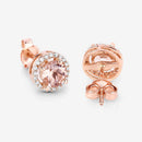 0.93 Carat Genuine Morganite and White Diamond 14K Rose Gold Earrings-14