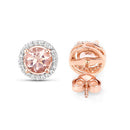 0.93 Carat Genuine Morganite and White Diamond 14K Rose Gold Earrings-9