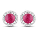 1.22 Carat Genuine Ruby and White Diamond 14K White Gold Earrings-5
