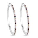 2.24 Carat Genuine Multi Sapphire .925 Sterling Silver Earrings-5