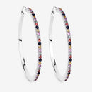 2.24 Carat Genuine Multi Sapphire .925 Sterling Silver Earrings-10