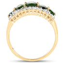 18K Yellow Gold Plated 2.70 Carat Genuine Chrome Diopside and White Topaz .925 Sterling Silver Ring-2