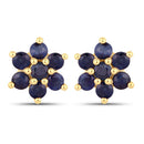 0.84 Carat Genuine Blue Sapphire 10K Yellow Gold Earrings-5
