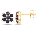 0.84 Carat Genuine Blue Sapphire 10K Yellow Gold Earrings-6