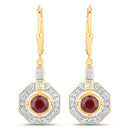 1.78 Carat Genuine Ruby and White Zircon .925 Sterling Silver Earrings-2