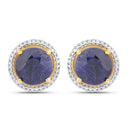 5.20 Carat Dyed Sapphire and White Diamond .925 Sterling Silver Earrings-2