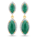 4.21 Carat Dyed Emerald and White Diamond .925 Sterling Silver Earrings-2