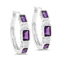 2.18 Carat Genuine Amethyst and White Topaz .925 Sterling Silver Earrings-5