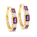 2.18 Carat Genuine Amethyst and White Topaz .925 Sterling Silver Earrings-5