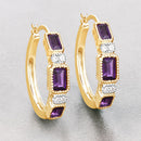2.18 Carat Genuine Amethyst and White Topaz .925 Sterling Silver Earrings-6