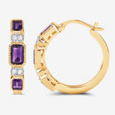 2.18 Carat Genuine Amethyst and White Topaz .925 Sterling Silver Earrings-8