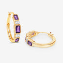 2.18 Carat Genuine Amethyst and White Topaz .925 Sterling Silver Earrings-9