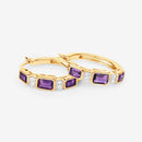 2.18 Carat Genuine Amethyst and White Topaz .925 Sterling Silver Earrings-10