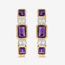 2.18 Carat Genuine Amethyst and White Topaz .925 Sterling Silver Earrings-11