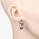 2.18 Carat Genuine Amethyst and White Topaz .925 Sterling Silver Earrings-7