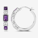 2.18 Carat Genuine Amethyst and White Topaz .925 Sterling Silver Earrings-8