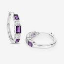 2.18 Carat Genuine Amethyst and White Topaz .925 Sterling Silver Earrings-9