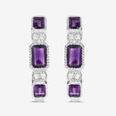 2.18 Carat Genuine Amethyst and White Topaz .925 Sterling Silver Earrings-11