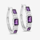 2.18 Carat Genuine Amethyst and White Topaz .925 Sterling Silver Earrings-12