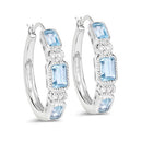 2.66 Carat Genuine Blue Topaz and White Topaz .925 Sterling Silver Earrings-5