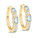 2.66 Carat Genuine Blue Topaz and White Topaz .925 Sterling Silver Earrings-5