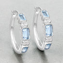 2.66 Carat Genuine Blue Topaz and White Topaz .925 Sterling Silver Earrings-6