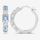2.66 Carat Genuine Blue Topaz and White Topaz .925 Sterling Silver Earrings-8