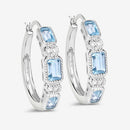 2.66 Carat Genuine Blue Topaz and White Topaz .925 Sterling Silver Earrings-12