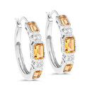 2.88 Carat Genuine Citrine and White Topaz .925 Sterling Silver Earrings-5