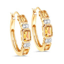 2.88 Carat Genuine Citrine and White Topaz .925 Sterling Silver Earrings-5