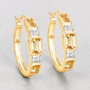 2.88 Carat Genuine Citrine and White Topaz .925 Sterling Silver Earrings-6