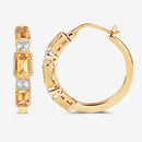 2.88 Carat Genuine Citrine and White Topaz .925 Sterling Silver Earrings-8