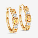2.88 Carat Genuine Citrine and White Topaz .925 Sterling Silver Earrings-12