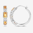 2.88 Carat Genuine Citrine and White Topaz .925 Sterling Silver Earrings-8