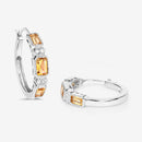 2.88 Carat Genuine Citrine and White Topaz .925 Sterling Silver Earrings-9