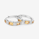 2.88 Carat Genuine Citrine and White Topaz .925 Sterling Silver Earrings-10