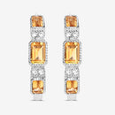 2.88 Carat Genuine Citrine and White Topaz .925 Sterling Silver Earrings-11