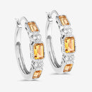 2.88 Carat Genuine Citrine and White Topaz .925 Sterling Silver Earrings-12