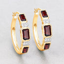 2.78 Carat Genuine Garnet and White Topaz .925 Sterling Silver Earrings-6