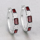 2.78 Carat Genuine Garnet and White Topaz .925 Sterling Silver Earrings-6