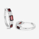 2.78 Carat Genuine Garnet and White Topaz .925 Sterling Silver Earrings-9