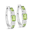 2.40 Carat Genuine Peridot and White Topaz .925 Sterling Silver Earrings-5