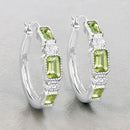 2.40 Carat Genuine Peridot and White Topaz .925 Sterling Silver Earrings-6