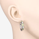 2.40 Carat Genuine Peridot and White Topaz .925 Sterling Silver Earrings-7