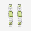 2.40 Carat Genuine Peridot and White Topaz .925 Sterling Silver Earrings-11
