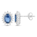 2.22 Carat Genuine Blue Sapphire and White Diamond 14K White Gold Earrings-2