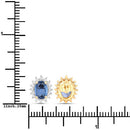 2.22 Carat Genuine Blue Sapphire and White Diamond 14K Yellow Gold Earrings-3