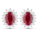 2.02 Carat Genuine Ruby and White Diamond 14K White Gold Earrings-1